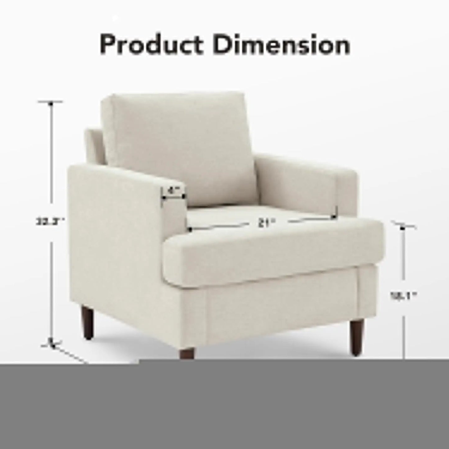 Mid Century Modern Accent Chair Linen Fabric Armchair For Living Room