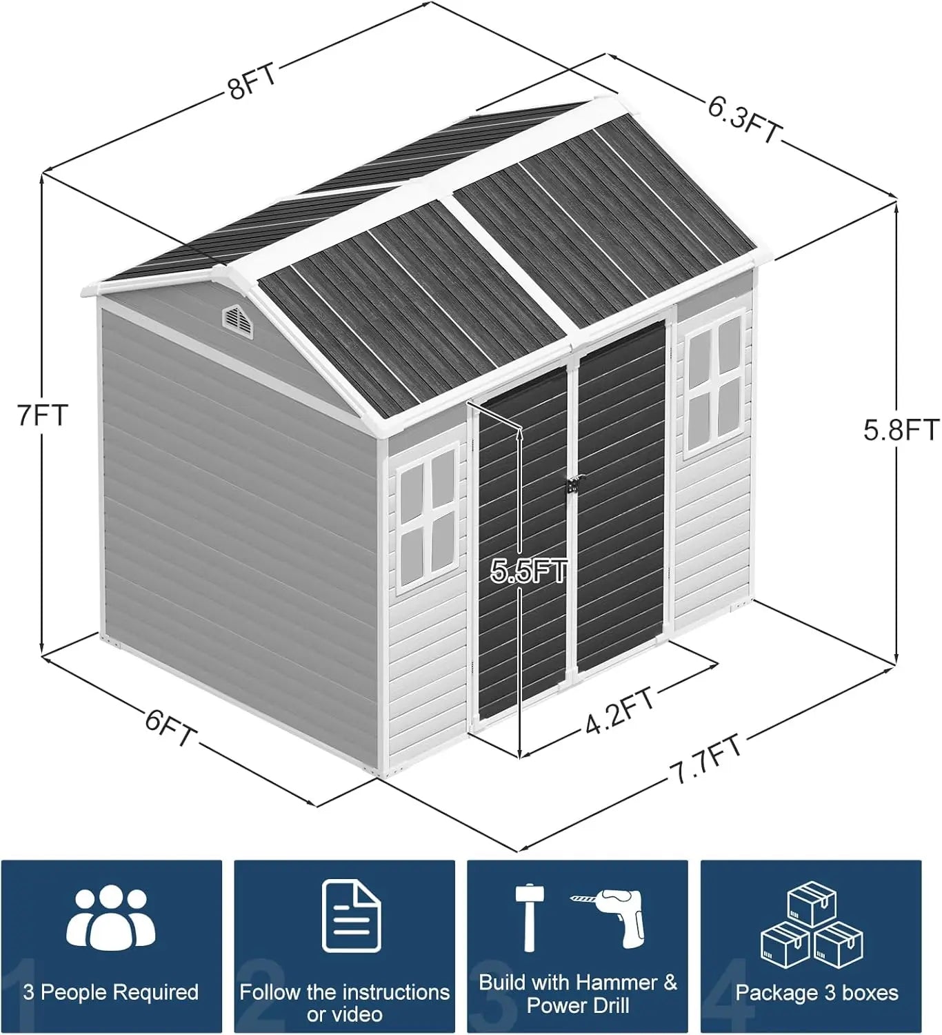 Resin Storage Shed With Floor And Windows Included
