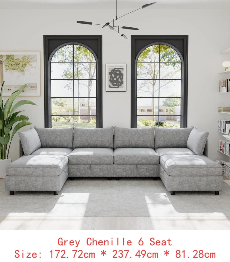 Modular Sectional Sofa Set With Storage 3 Seater Loveseat Chair