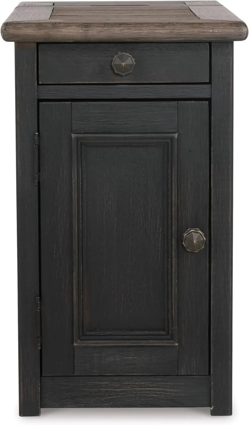 Rustic Chair Side End Table With Pull Out USB Ports