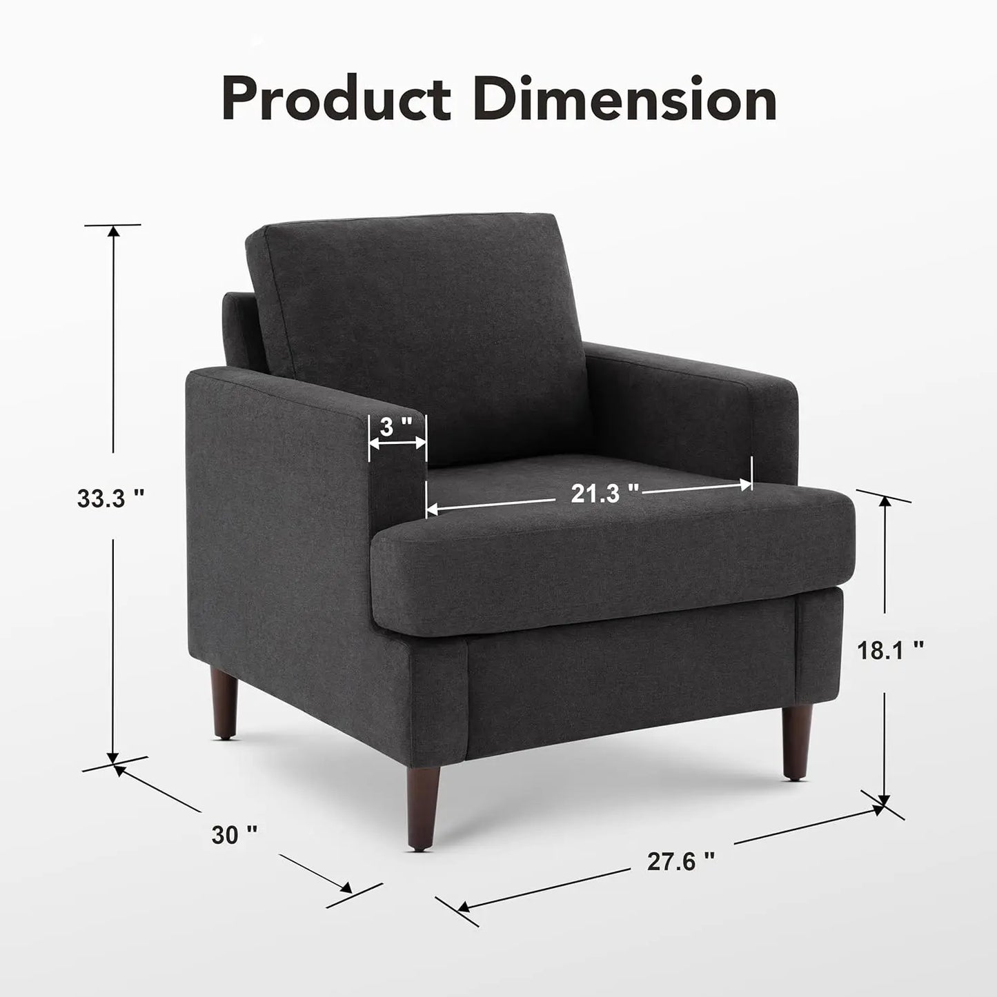 Mid Century Modern Linen Accent Armchair For Living Room