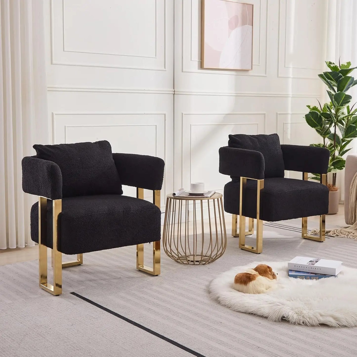 Modern Barrel Accent Chairs Upholstered Set Of Two