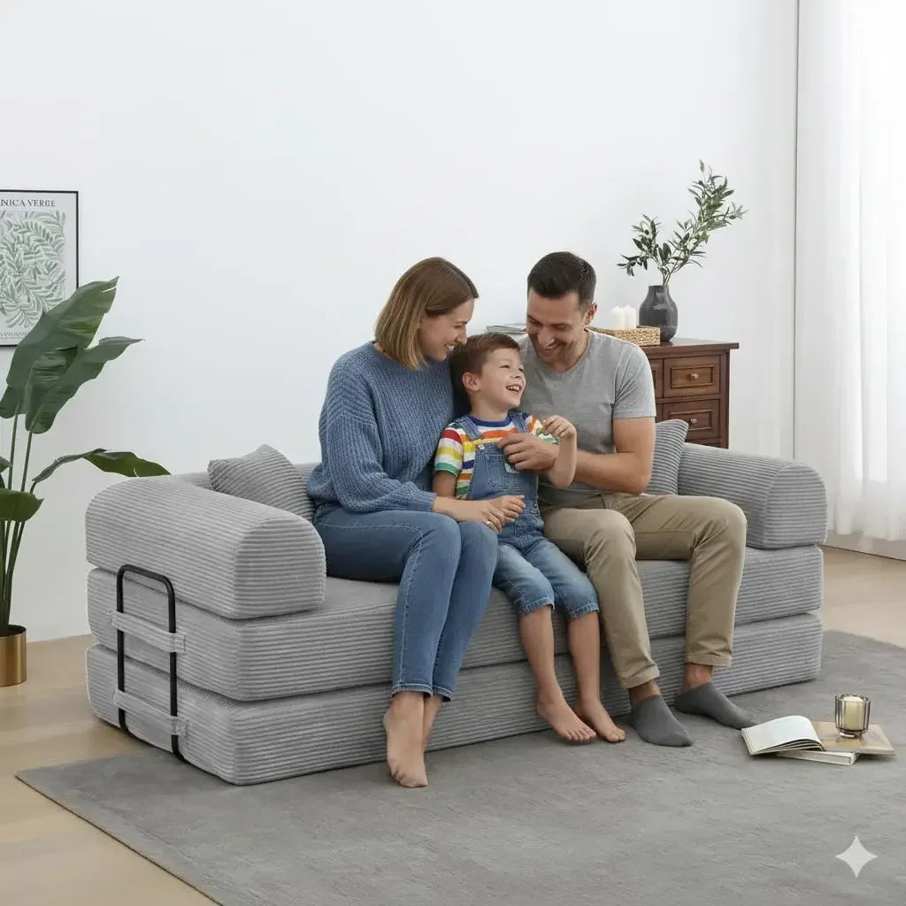 Convertible Sleeper Sofa Bed Corduroy Memory Foam Couch
