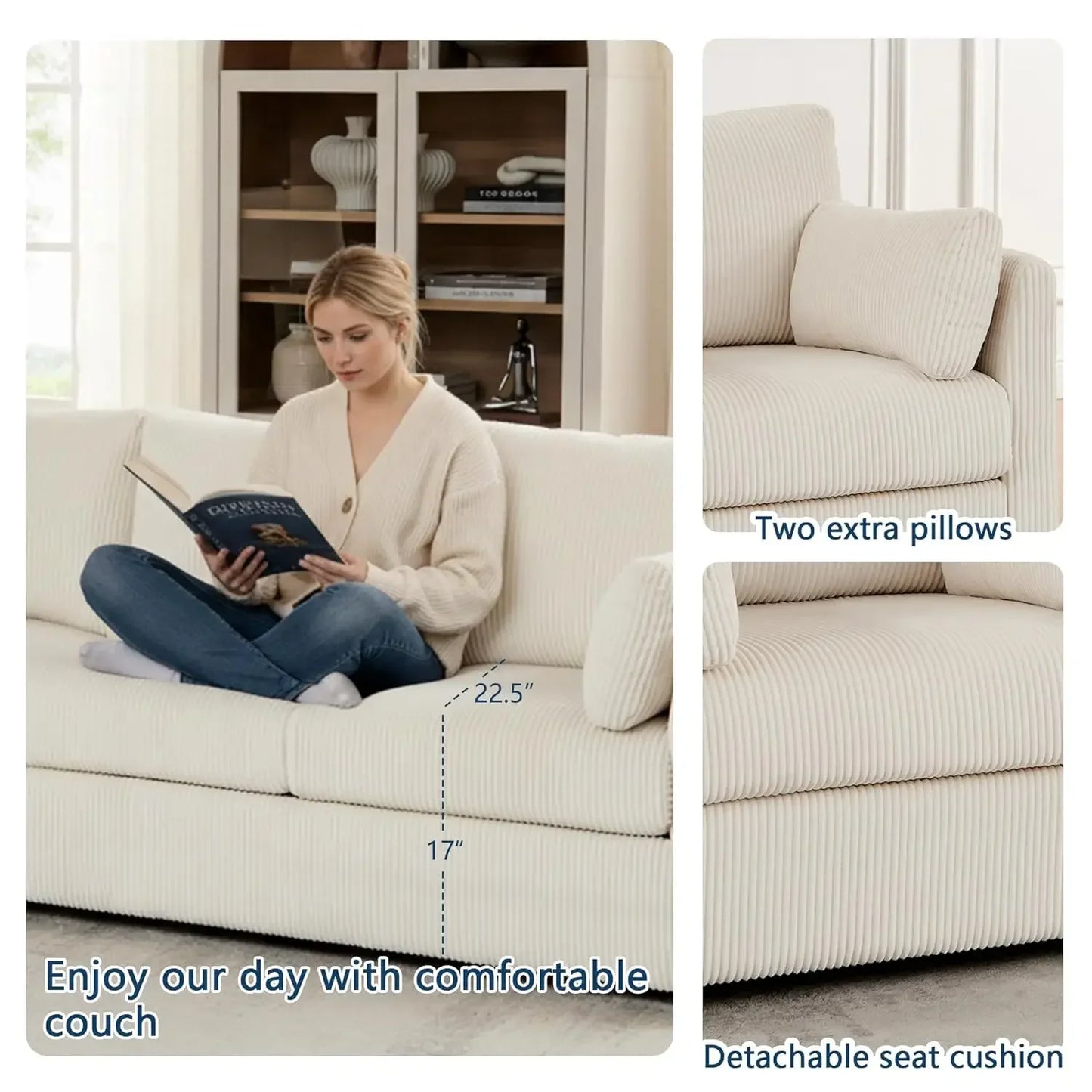 Corduroy Modern Accent Chair For Living Room