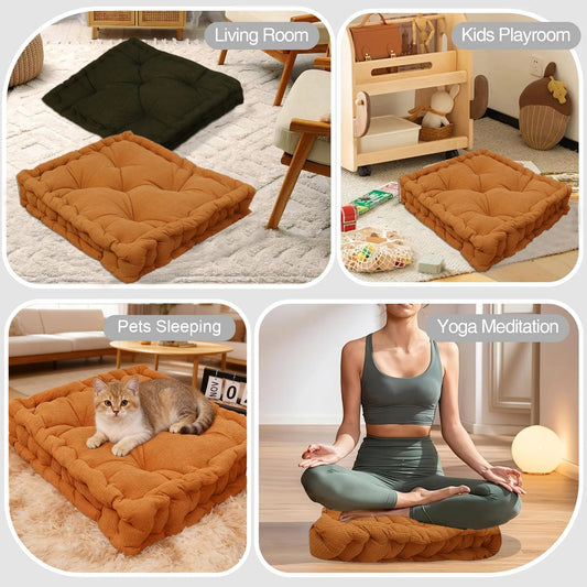 Square Intelligent Design Memory Floor Pillow for Meditation and Yoga