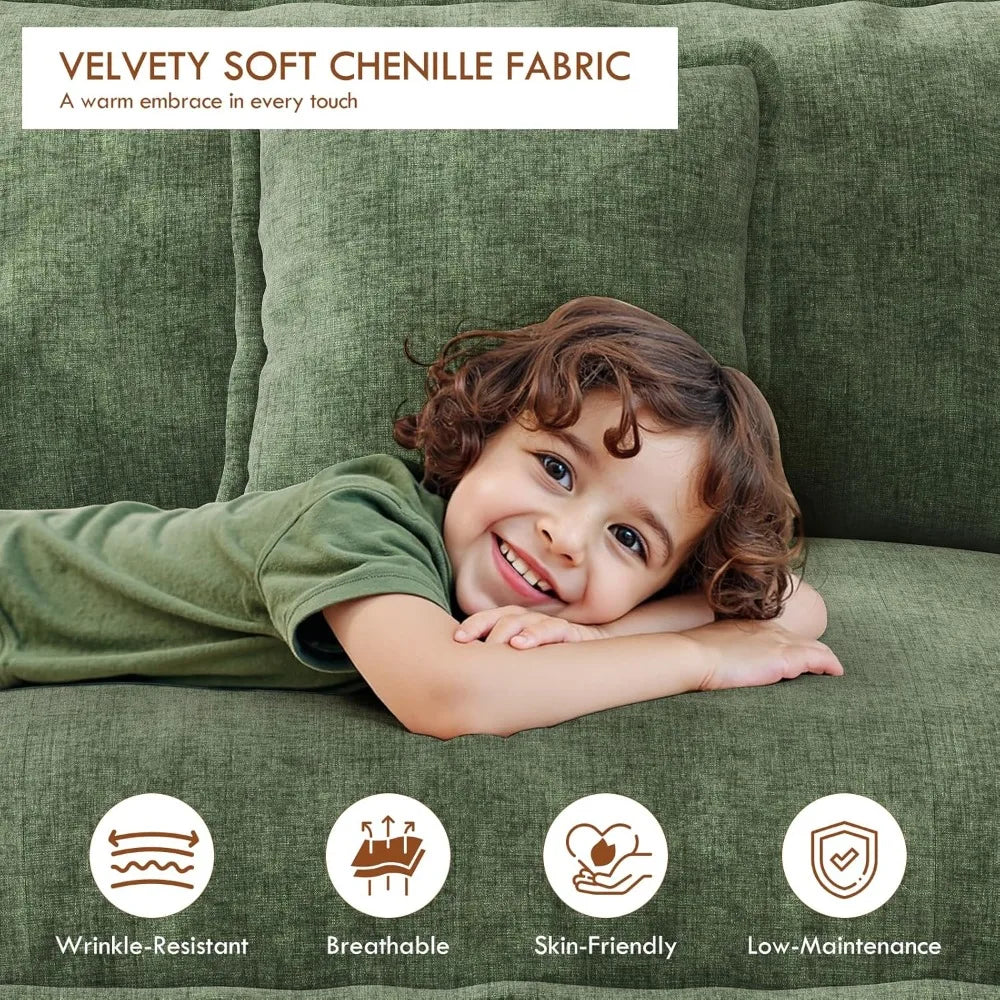 U Shaped Modular Sectional Sofa Chenille With Movable Ottomans