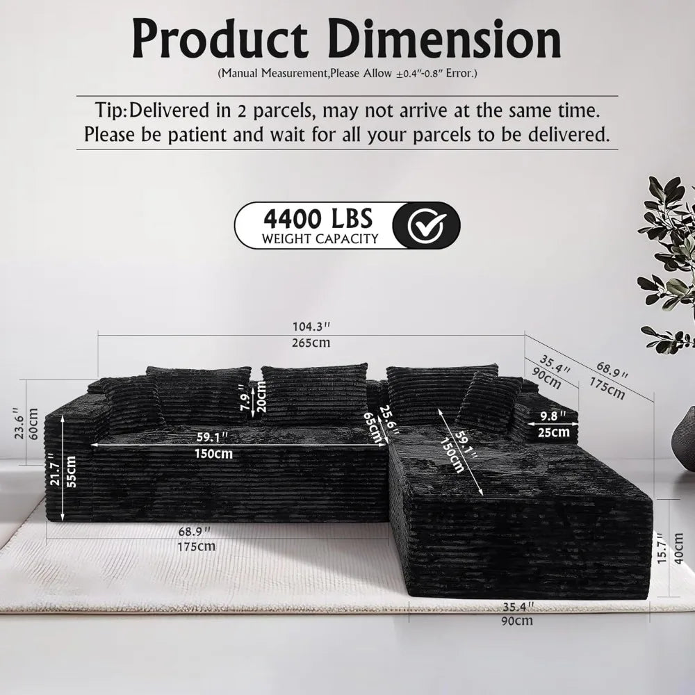 Cloud Sectional Sofa With L Shaped Chaise Modern Modular Design