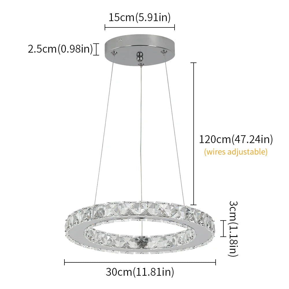 Crystal Modern Pendant Light Chandelier With Dimmable LED