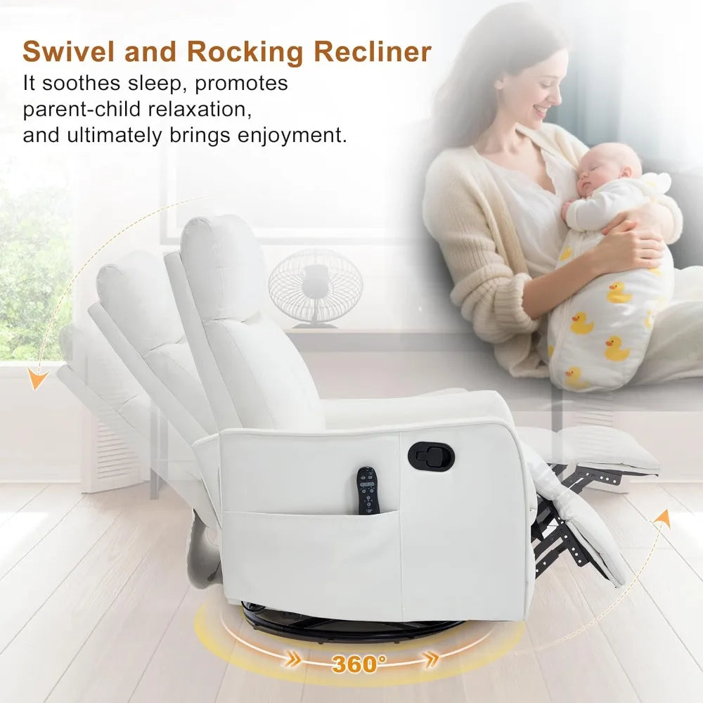 Manual Swivel Rocker Recliner Chair For Adults With Massage