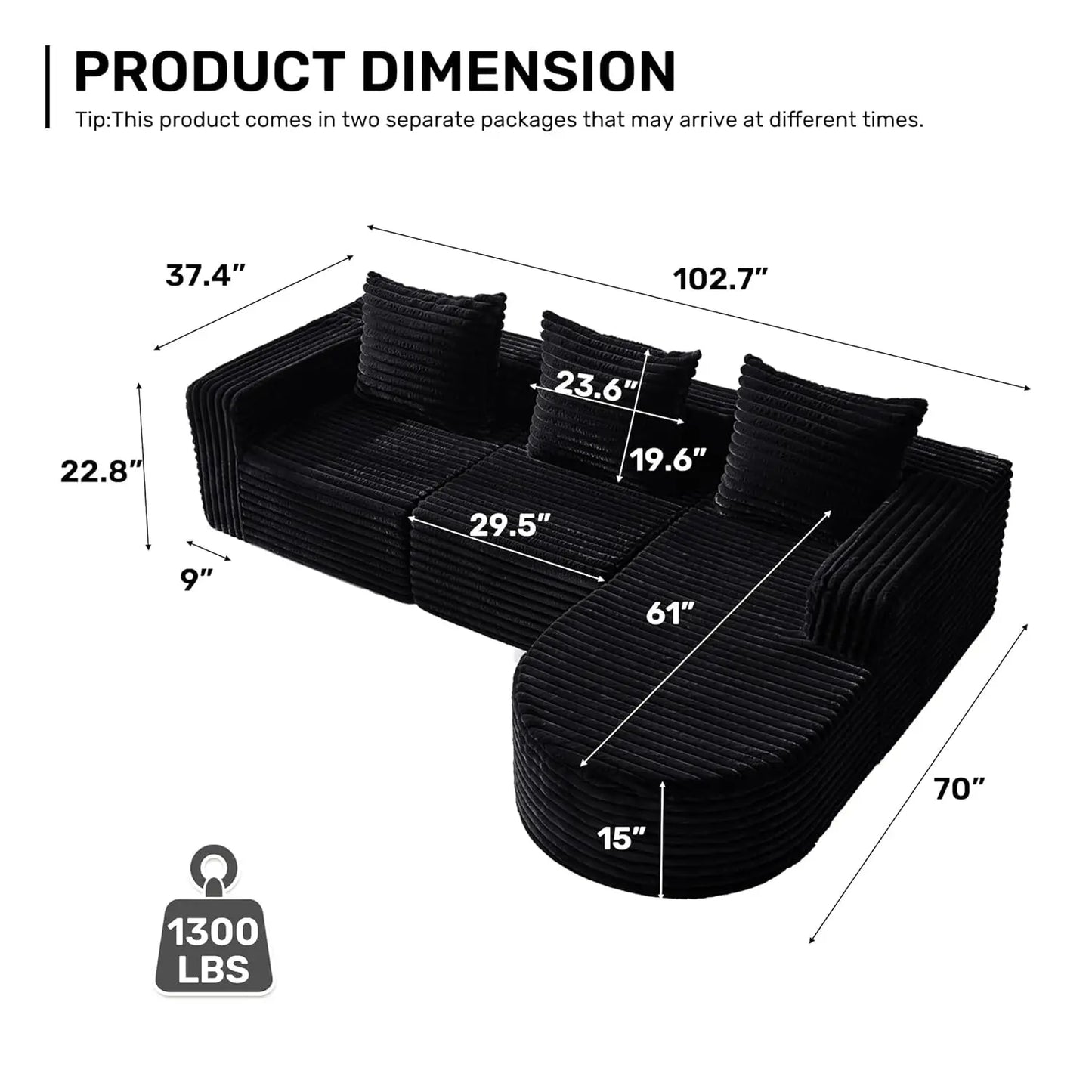 Cloud Couch Modular Sectional Sofa With Chaise And Pillows