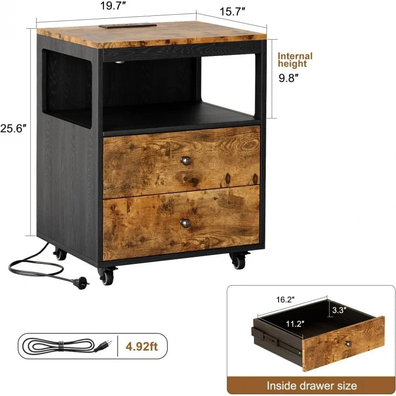 Side Table With 2 Drawers Sofa End Tables With Wheels