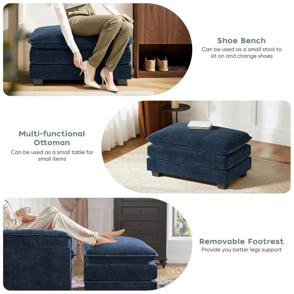 Guangbai Chenille Upholstered Accent Chair With Ottoman