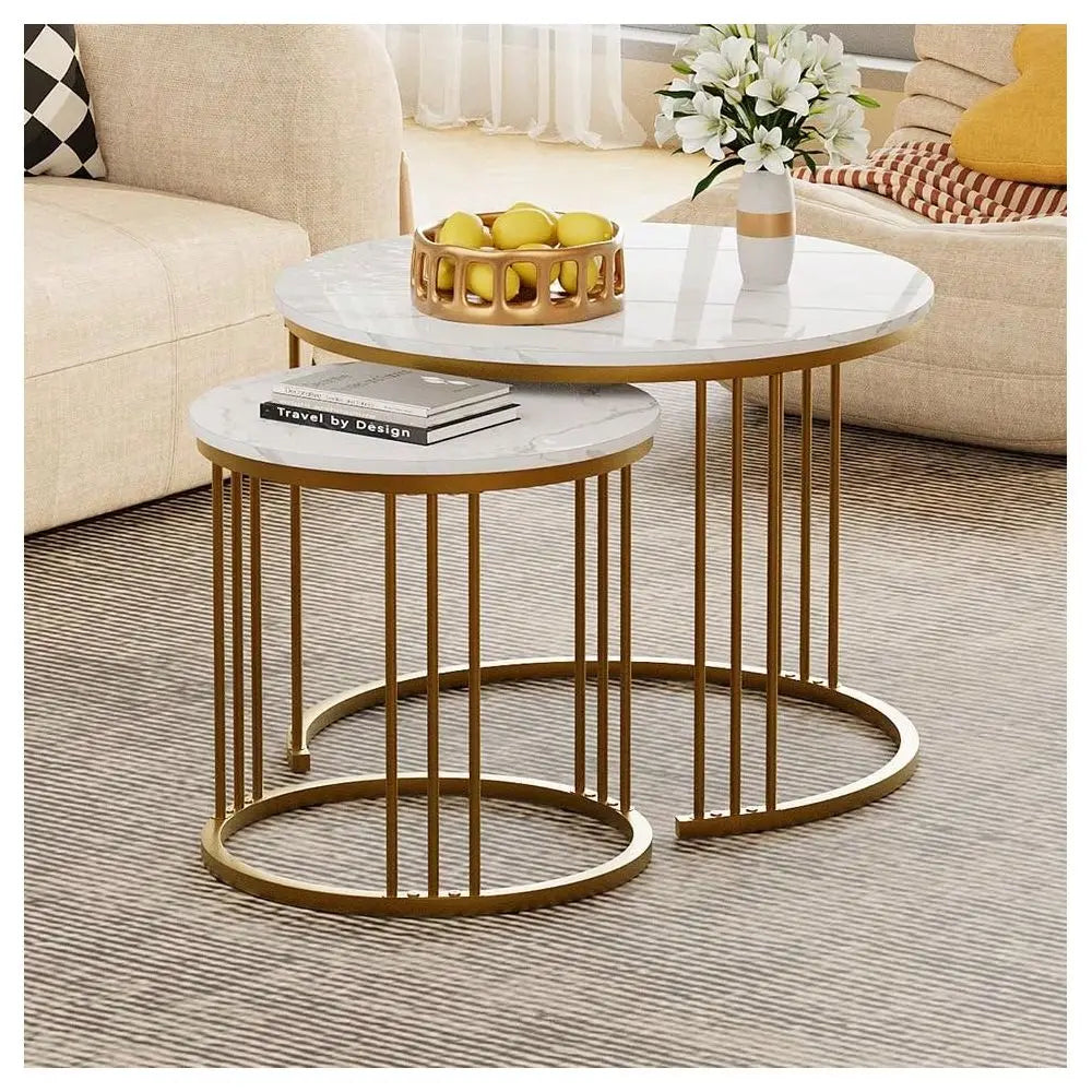 XMSJ Faux Marble Nesting Table For Small Living Rooms
