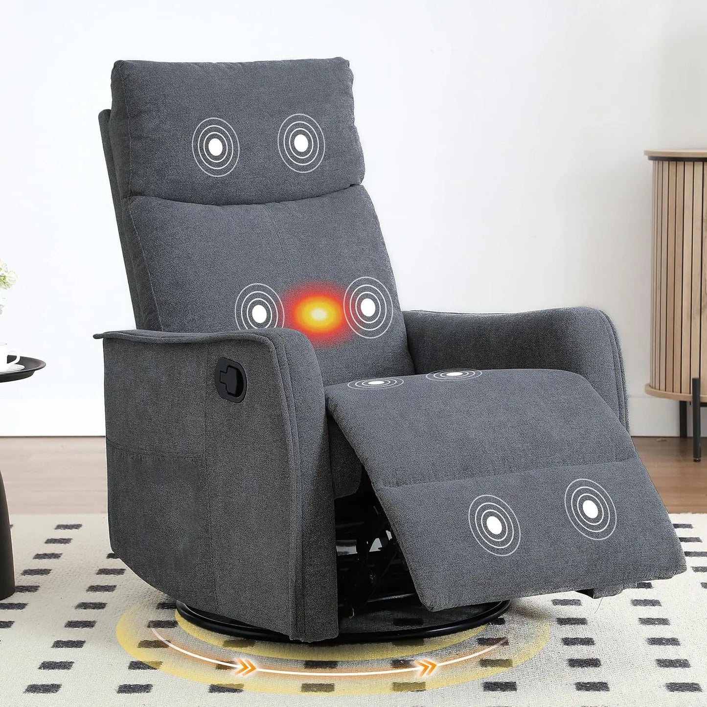 Manual Swivel Rocker Recliner Chair For Adults With Massage