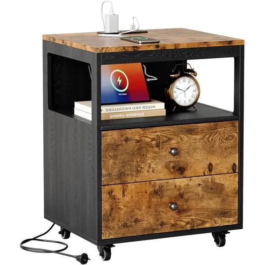 Side Table With 2 Drawers Sofa End Tables With Wheels