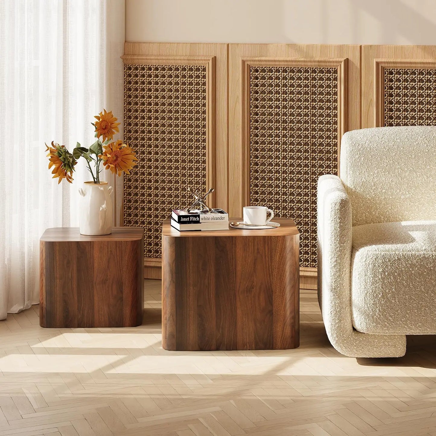 Nesting Coffee Table And End Table Set Modern Wood