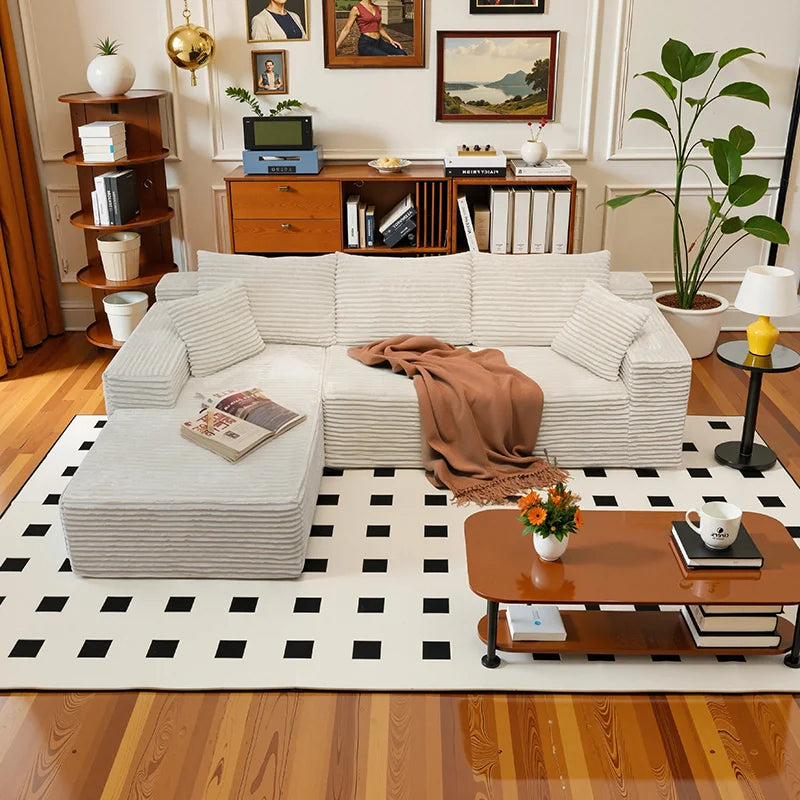 L Shaped Living Room Sofa Bed Convertible Minimalist Deep Seat