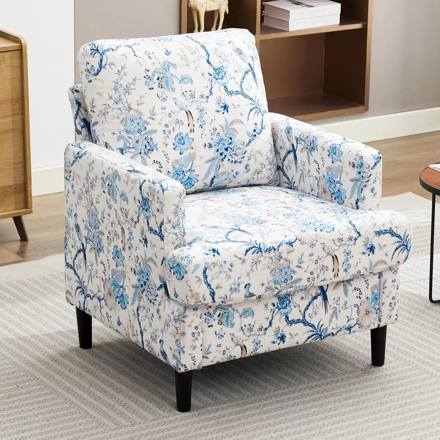 Mid Century Modern Linen Accent Armchair For Living Room