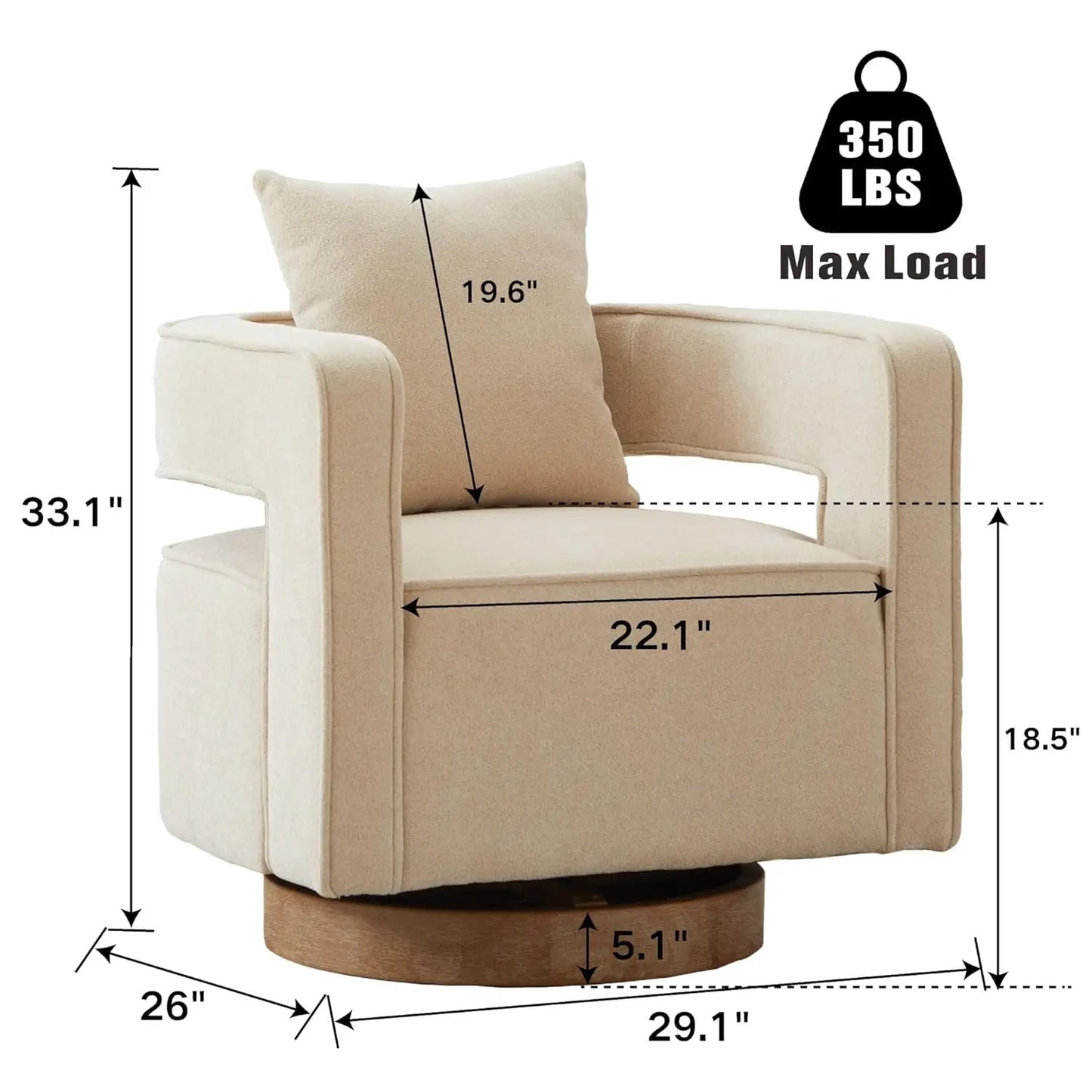 Upholstered Swivel Accent Barrel Chair Set Two Linen Open Back