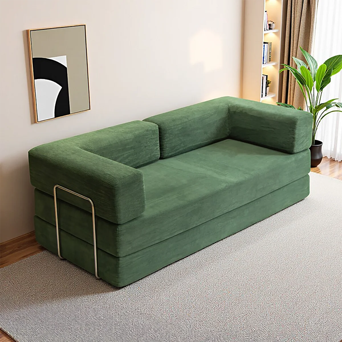 Foldable Sofa Bed With Removable Backrest For Living Room Seating
