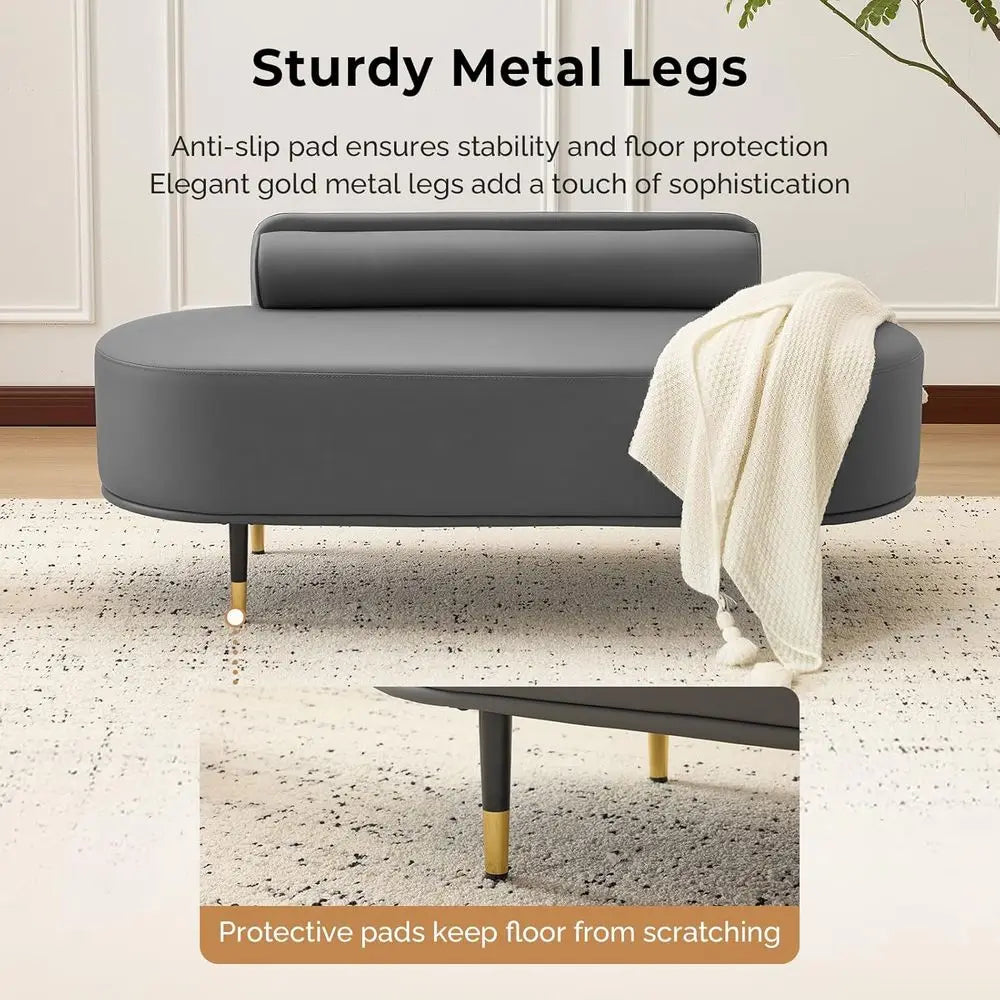 LISM Waiting Room Bench With Low Back Leather Upholstery
