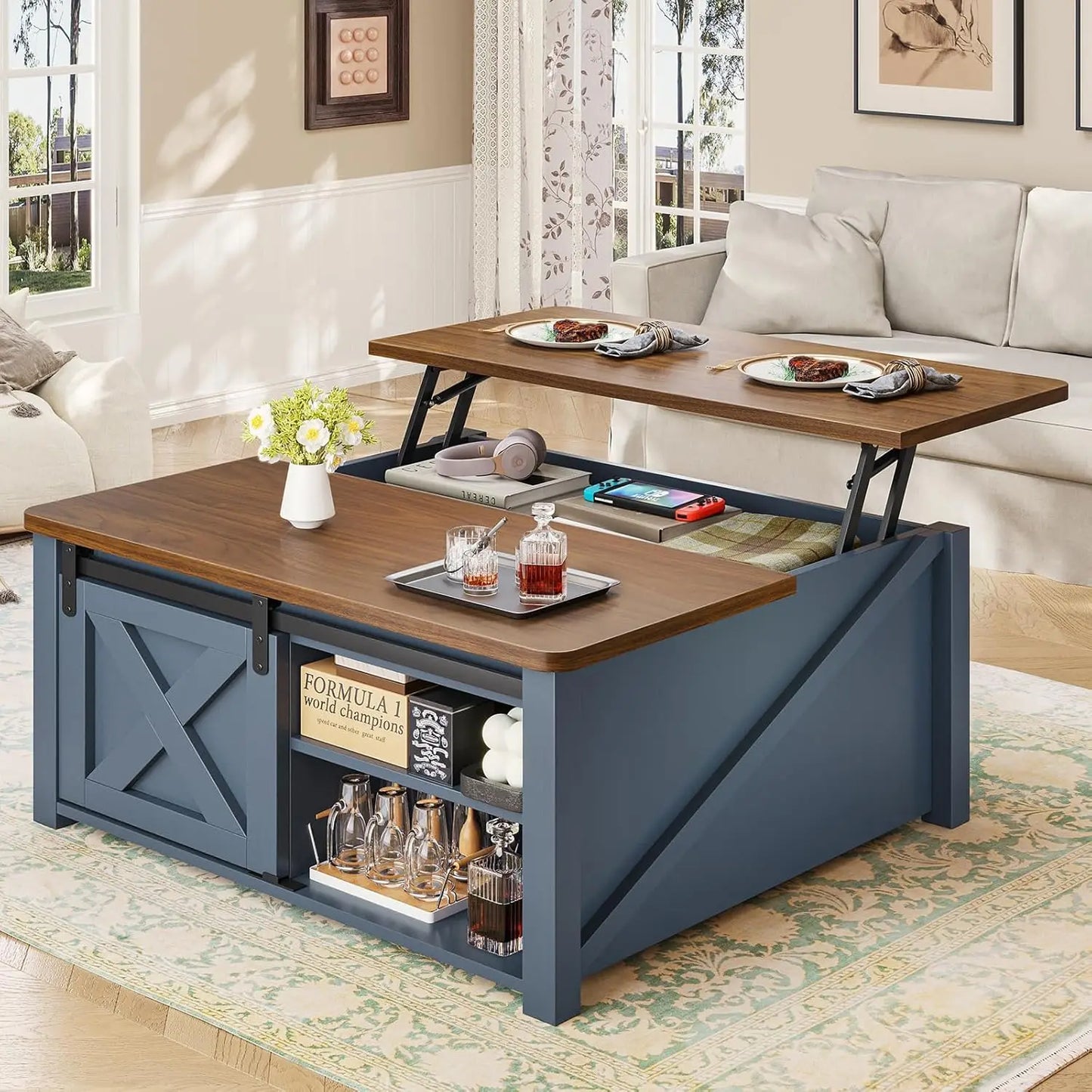 Lift Top Coffee Table With Storage Farmhouse Style