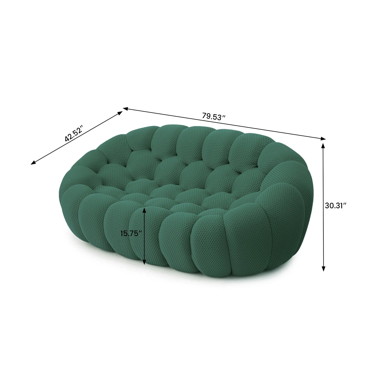 Sdorens Modern Curved Boneless Sofa With 3D Knitted Fabric Loveseat