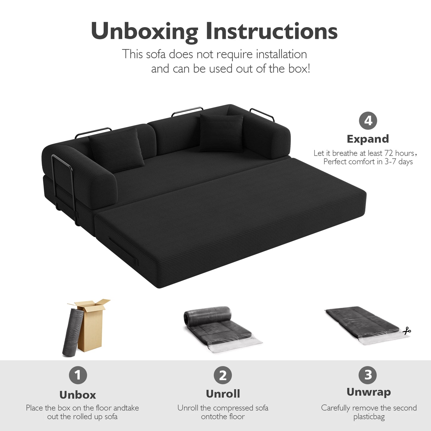 THOLASIS Convertible Floor Sofa Bed 5-in-1 DIY Modular