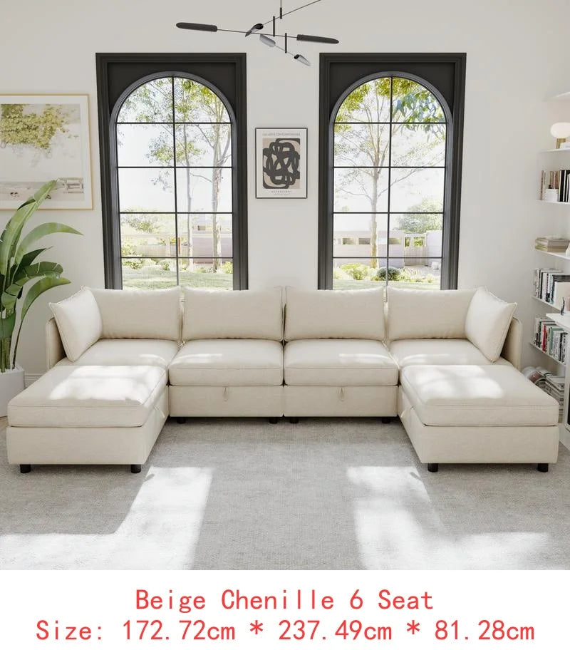 Modular Sectional Sofa Set With Storage 3 Seater Loveseat Chair
