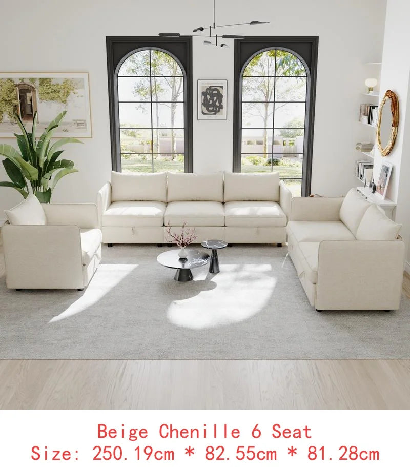 Modular Sectional Sofa Set With Storage 3 Seater Loveseat Chair