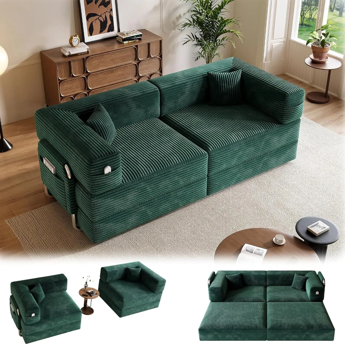 Compressed Convertible Sofa Bed Customized No Assembly Required