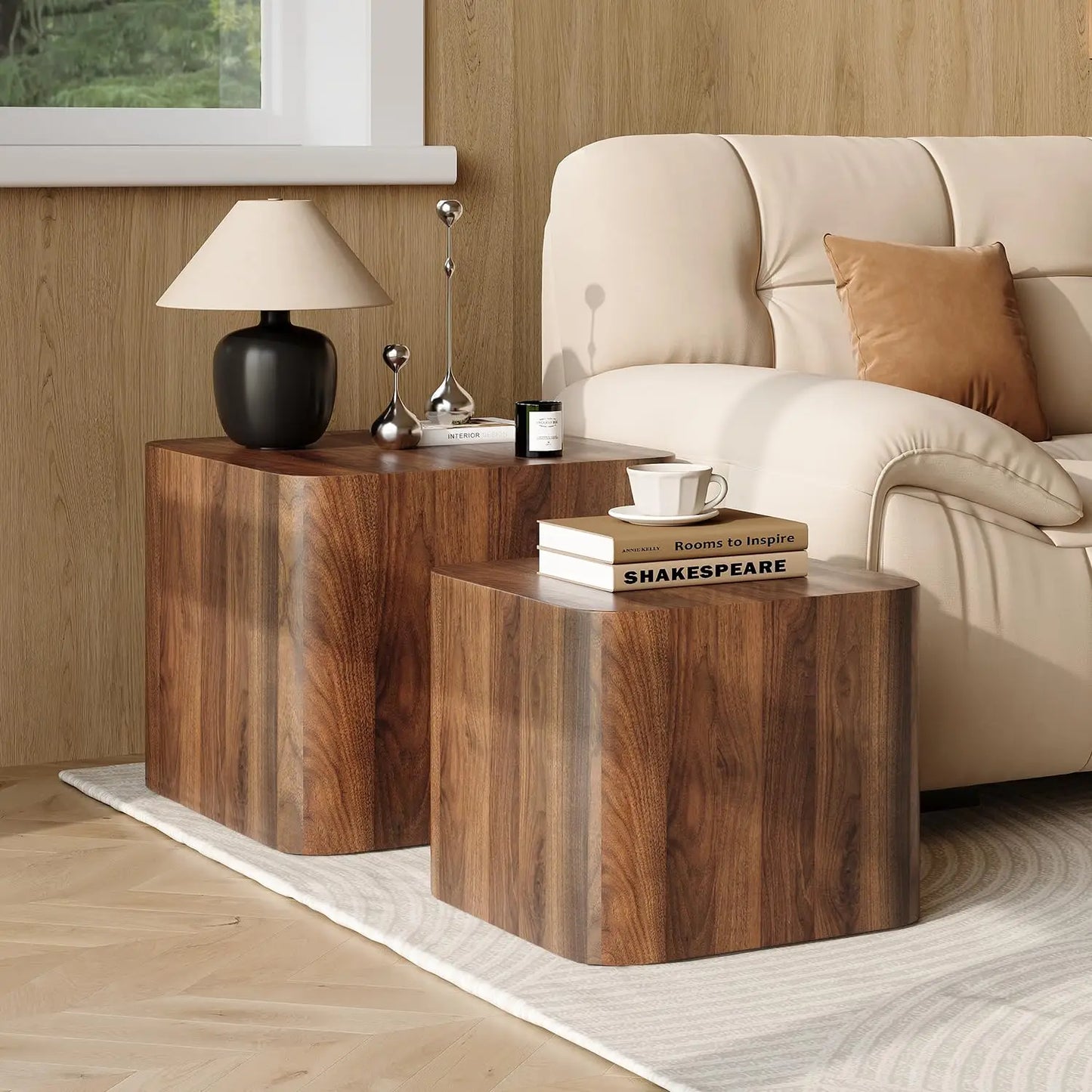 Nesting Coffee Table And End Table Set Modern Wood