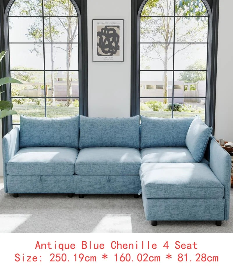 Modular Sectional Sofa Set With Storage 3 Seater Loveseat Chair