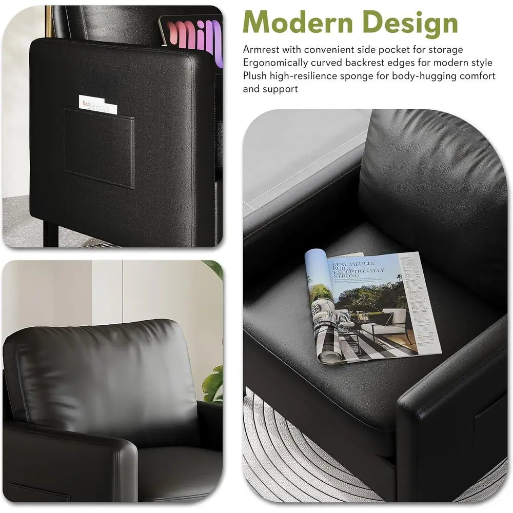 LISM Leather Accent Chair Set, Metal Frame, 2-Piece