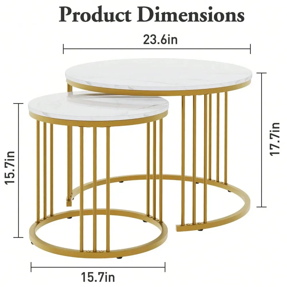 XMSJ Faux Marble Nesting Table For Small Living Rooms