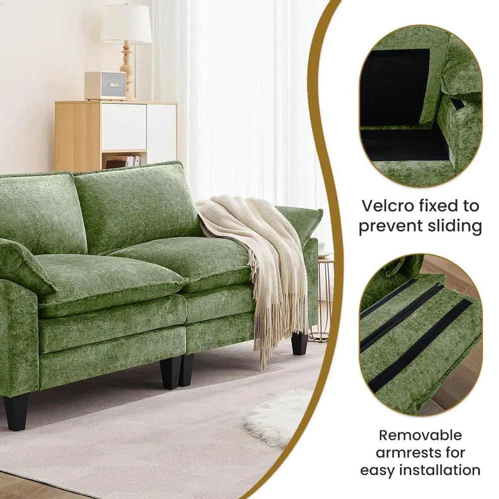 Cloud Loveseat Sofa Modern Chenille Fabric Double Cushion