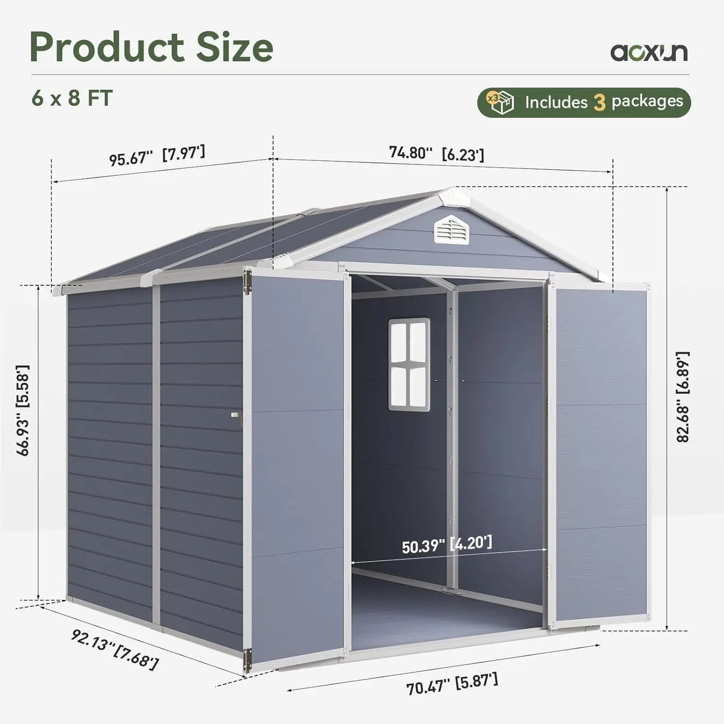 Resin Outdoor Storage Shed With Window Lockable Sloped Roof
