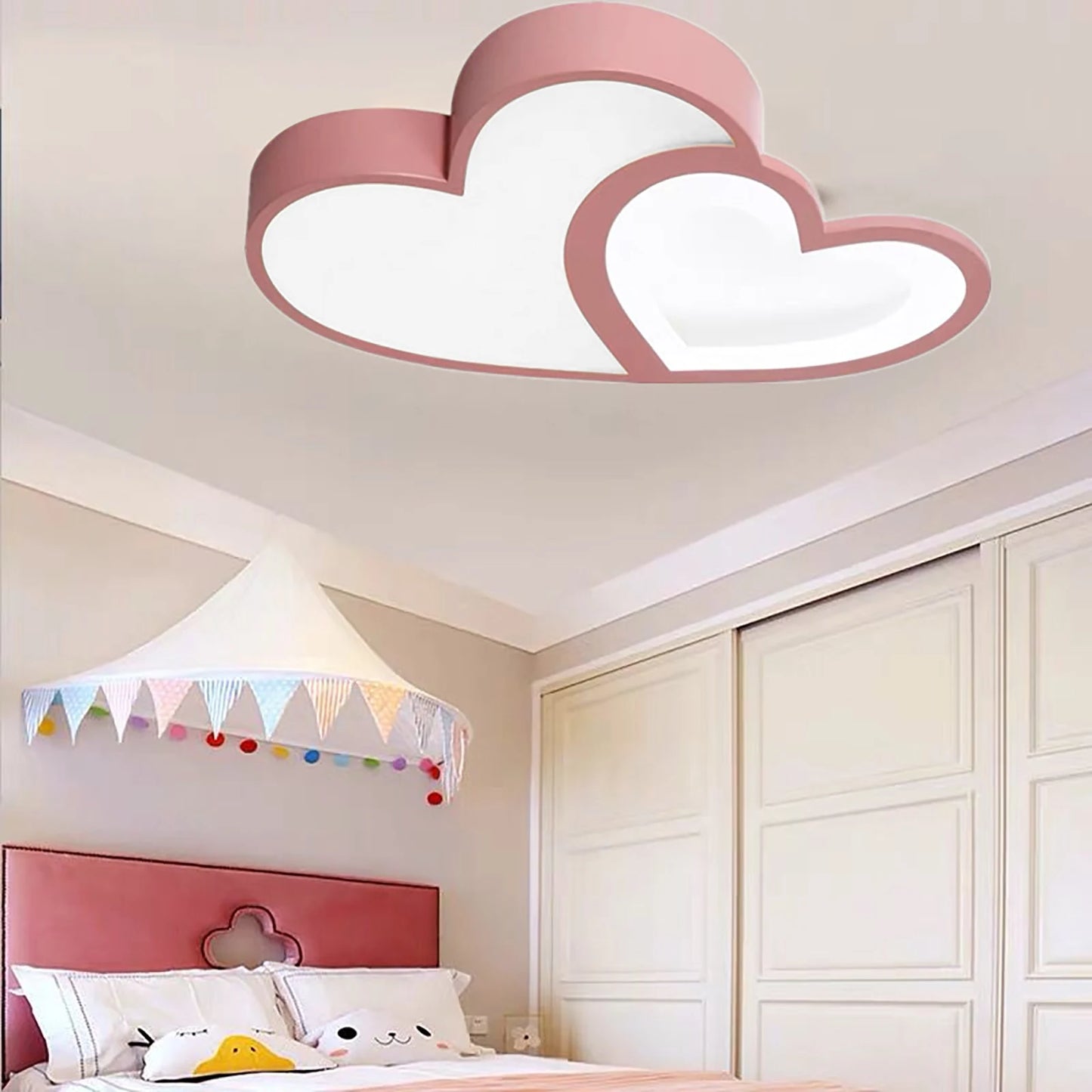 Heart Shaped LED Ceiling Light Flush Mount Dimmable With Remote
