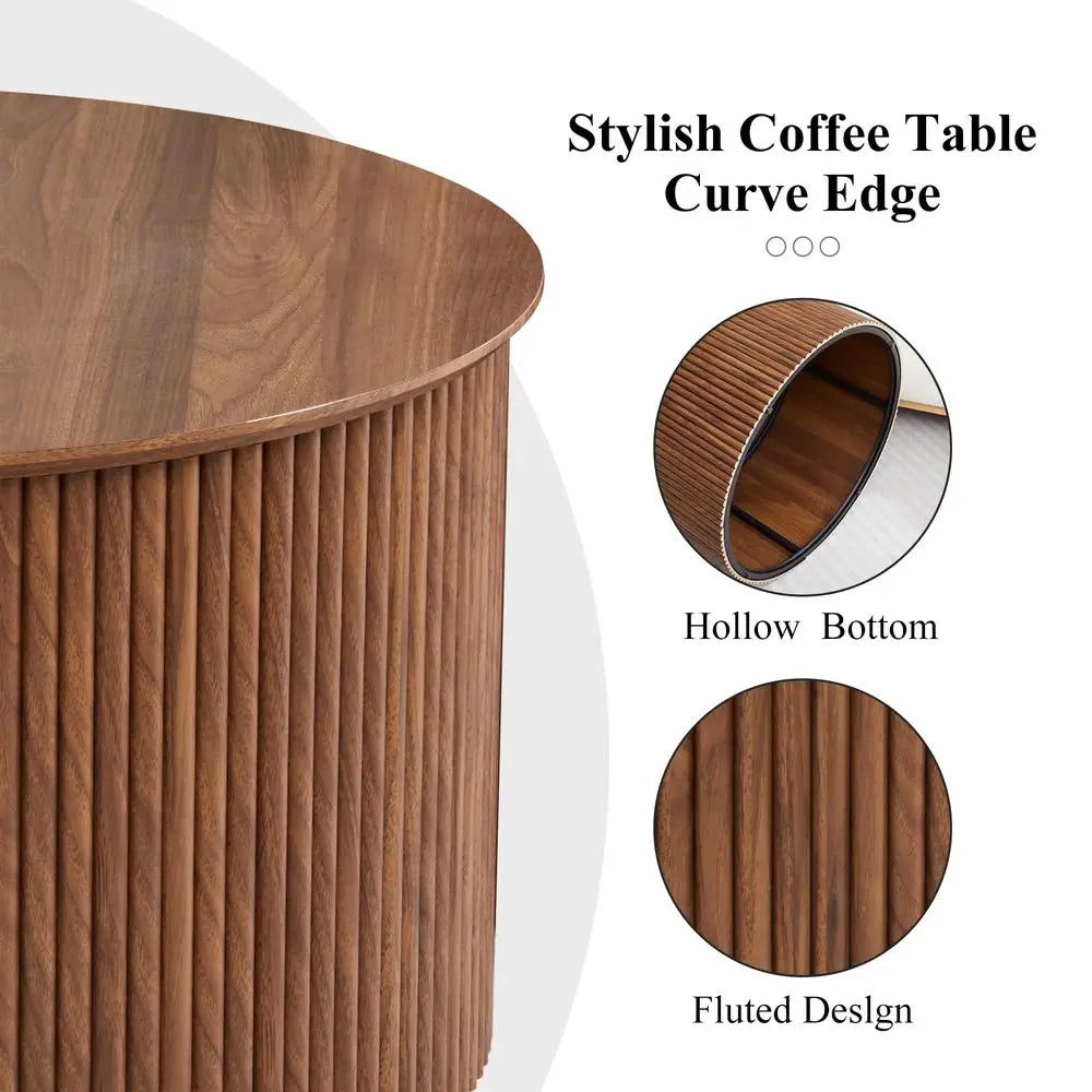 Round Nesting Coffee Tables Set Of 2 Mid Century Modern Wood