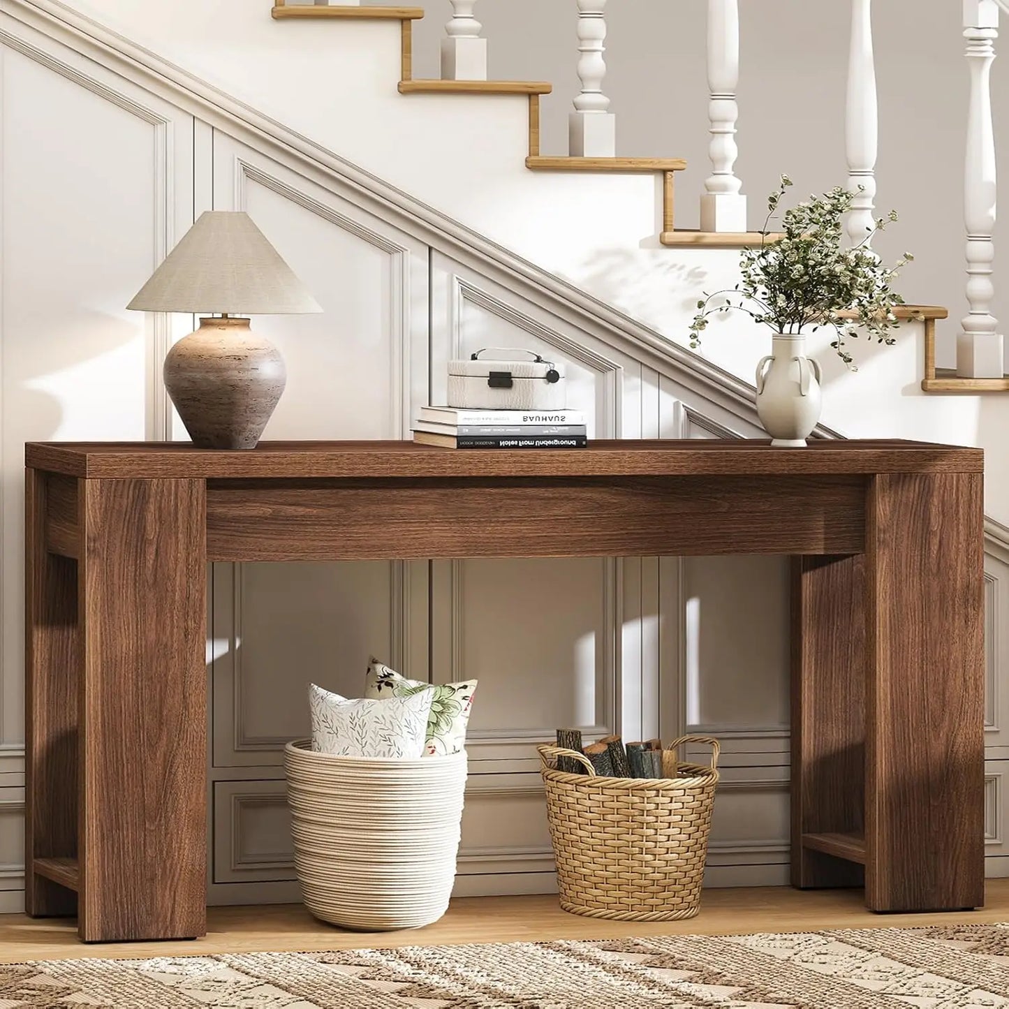 Farmhouse Wood Console Table Plank And Beam Entryway For Living Room