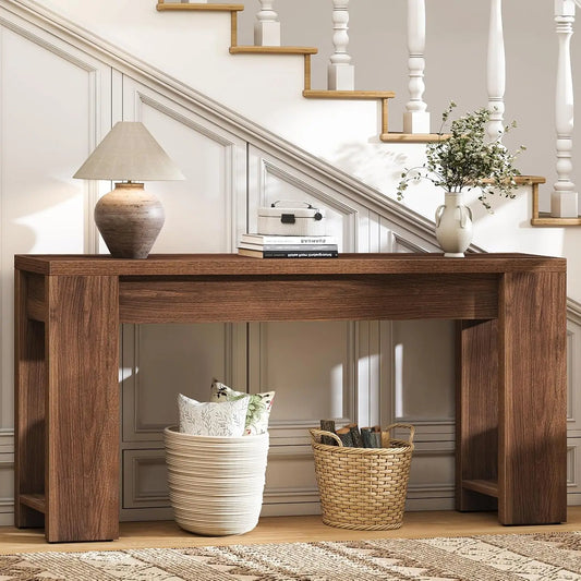 Farmhouse Wood Console Table Plank And Beam Entryway For Living Room