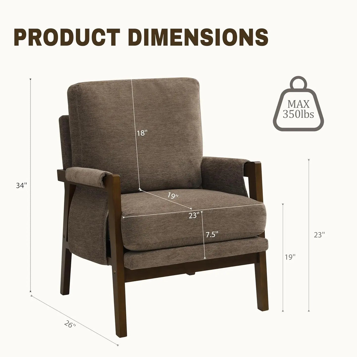 MOYU Mid Century Modern Upholstered Accent Arm Chair