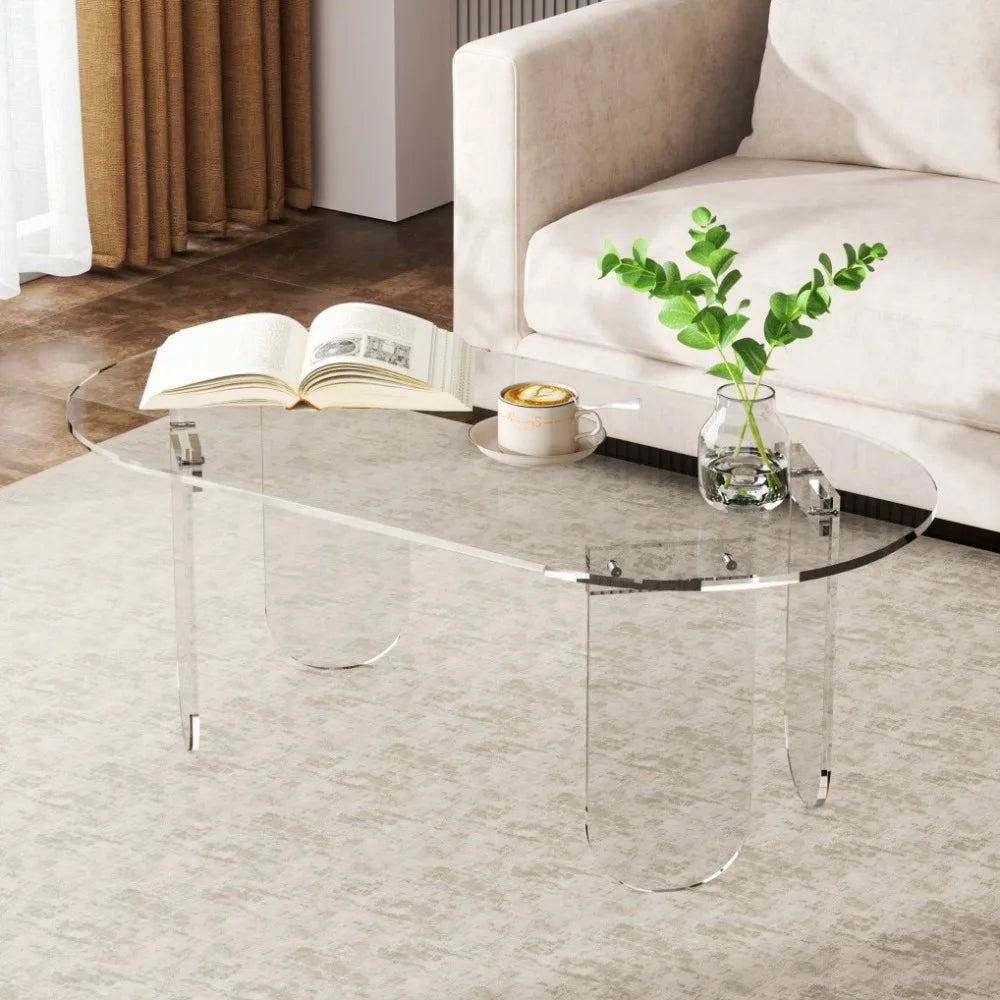 Acrylic Coffee Table Oval Center Table For Living Room