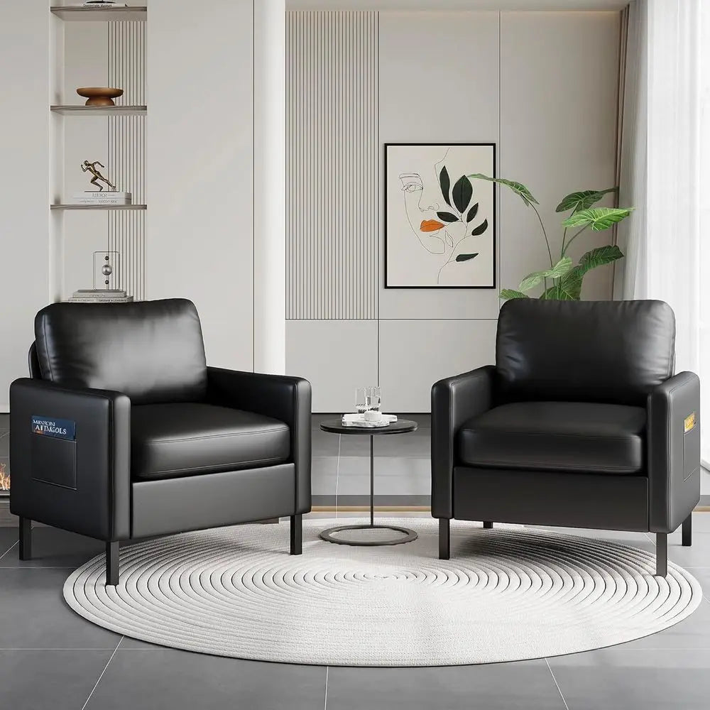 LISM Leather Accent Chair Set, Metal Frame, 2-Piece