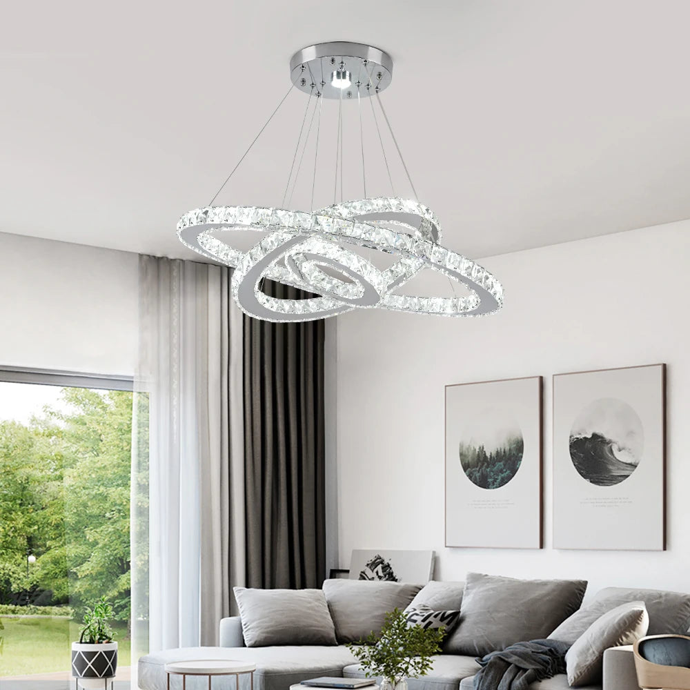 Crystal Modern Pendant Light Chandelier With Dimmable LED