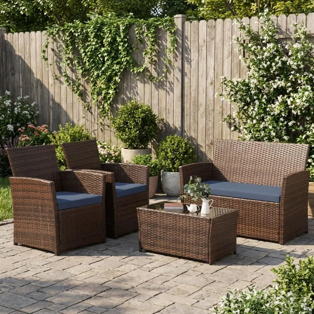 Outdoor Patio Furniture Set Rattan Table and Chairs Conversation Sofa