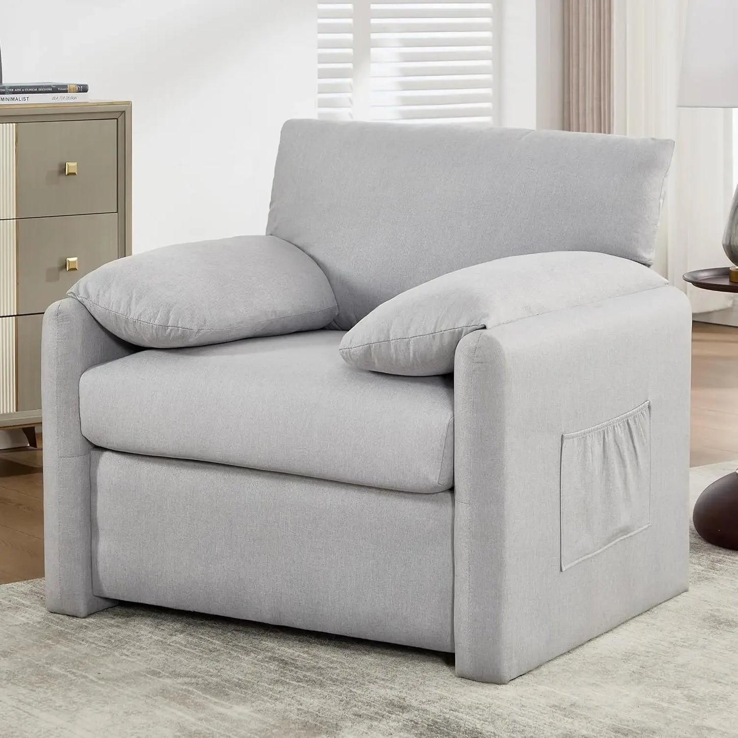 Custom Mid Century Modern Oversized Accent Chair With USB Ports