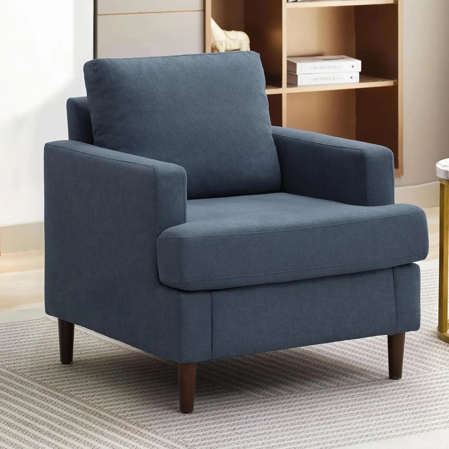 Mid Century Modern Linen Accent Armchair For Living Room