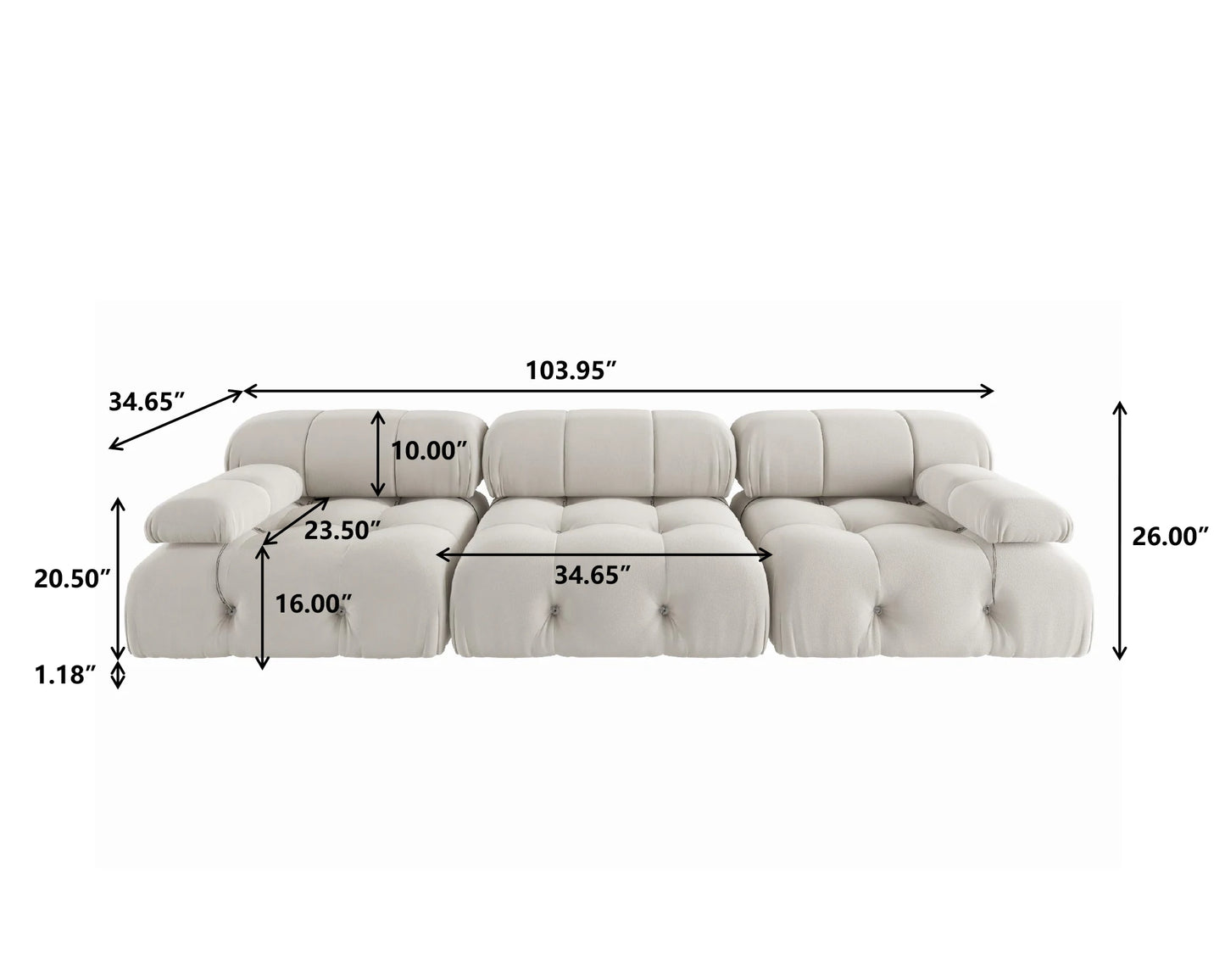 Sdorens Modern Minimalist Velvet Modular Sectional Sofa Set