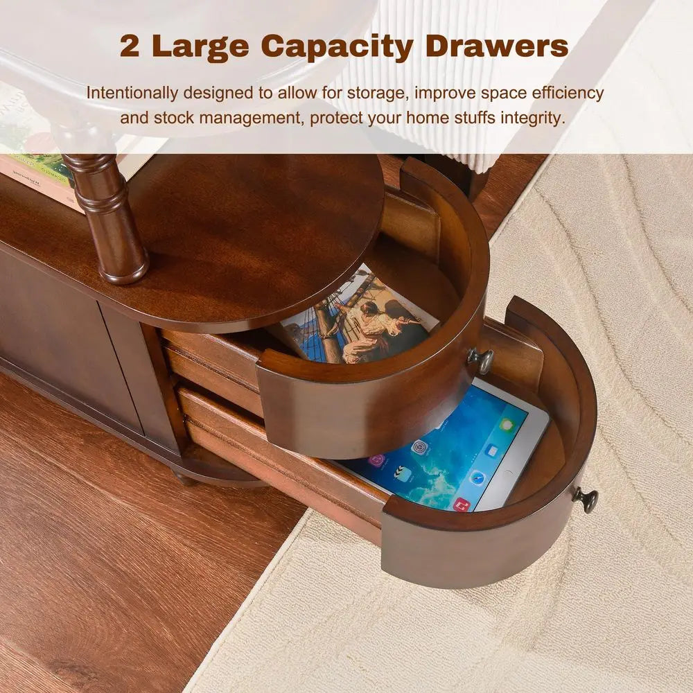 Solid Wood End Table With 2 Drawers Narrow Nightstand